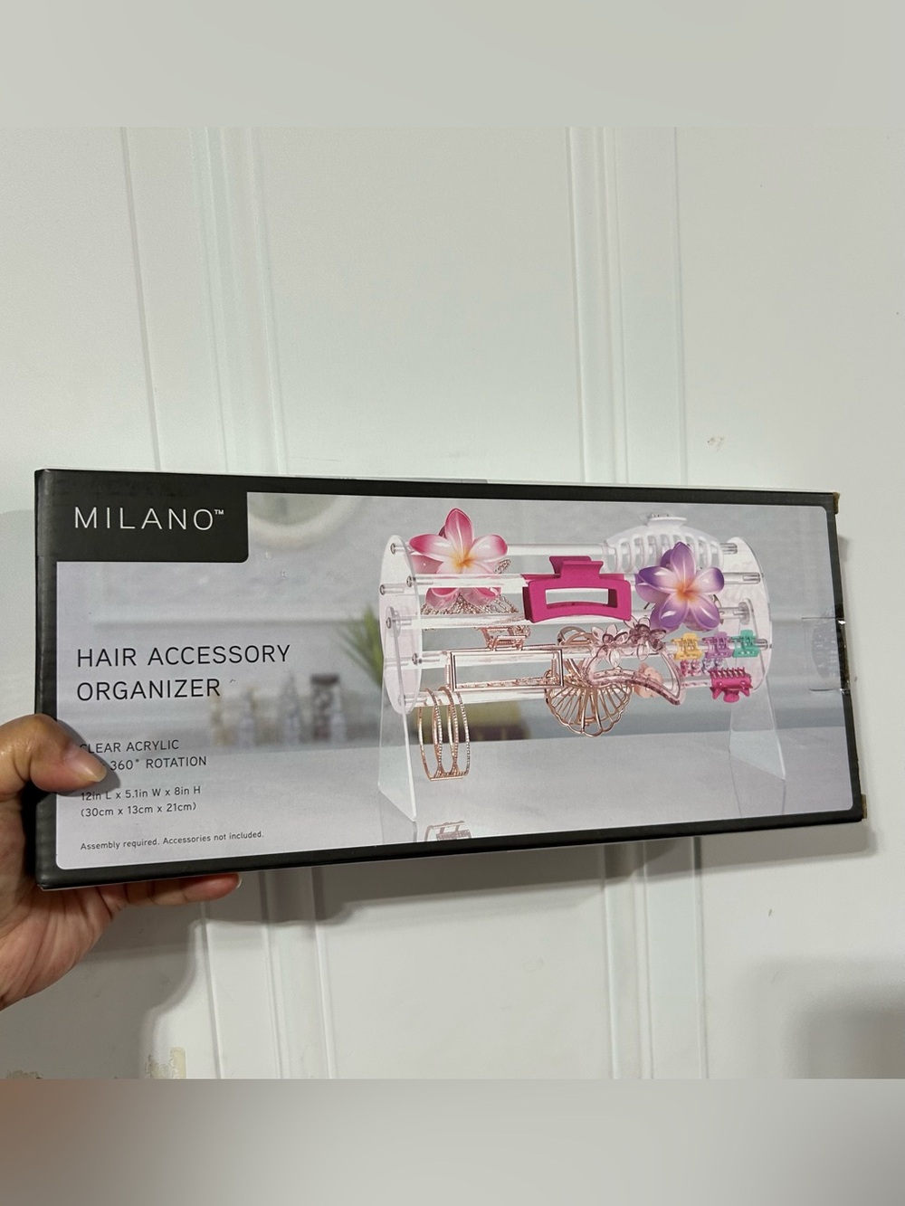 MILANO clear acrylic hair accessories rotating organize clutter free clean house